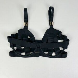 NWOT Victoria's Secret Bra 34DDD Unlined Balconet Strappy Banded Black B1727